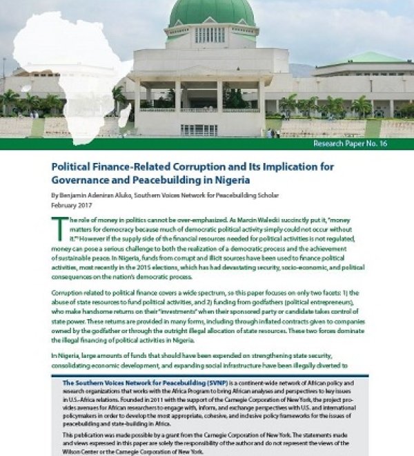 Political Finance-Related Corruption and Its Implications for Governance and Peacebuilding in Nigeria