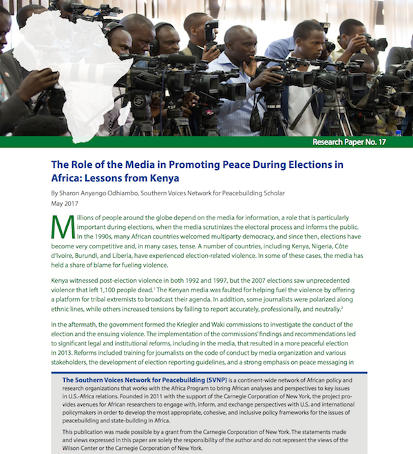 The Media and Election-Related Violence in Africa: Lessons from Kenya