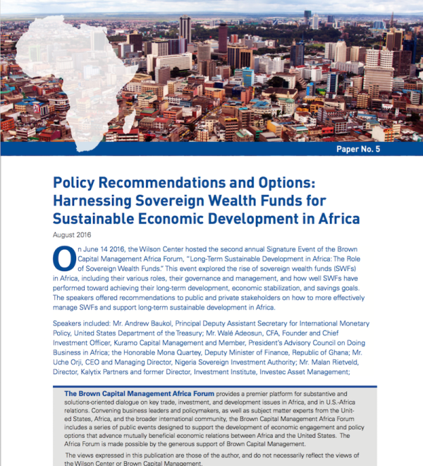 Policy Recommendations and Options: Harnessing Sovereign Wealth Funds for Sustainable Economic Development in Africa