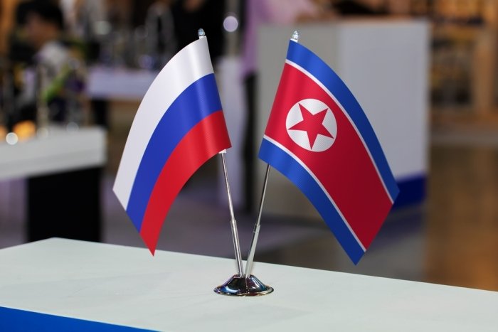 Russian and North Korean Table Flags