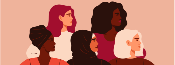 5 women of different nationalities standing side by side