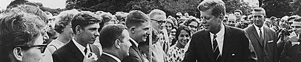 President Kennedy greeting Peace Corps Volunteers