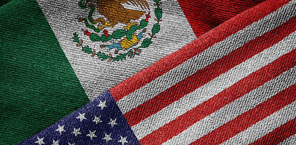 Mexico and US flag