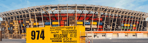 Stadium 974, made of shipping containers