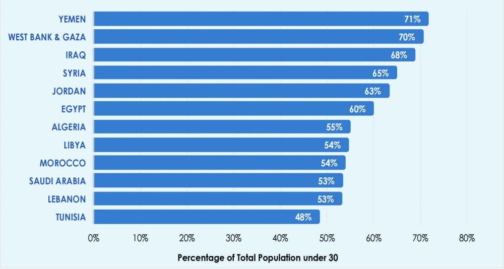 Figure ¬2. Population under 30 in the Middle East and North Africa Source: World Bank, Health and Nutrition Population Statistics database, 2015.