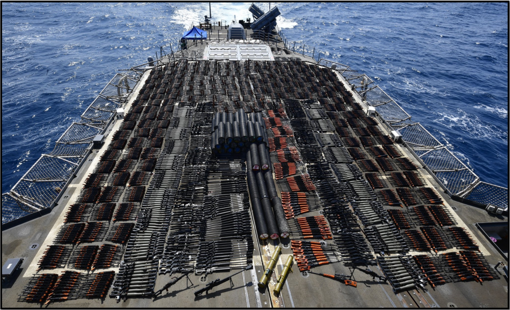 Illicit weapons interdicted by the USS Monterey in 2021