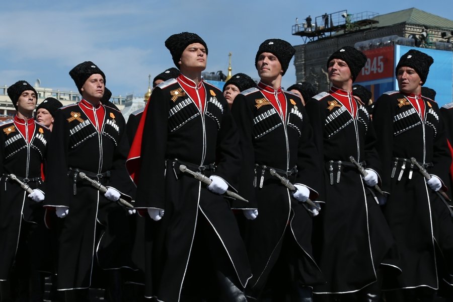 Moscow - 2015: Cossack troops parading in Red Square
