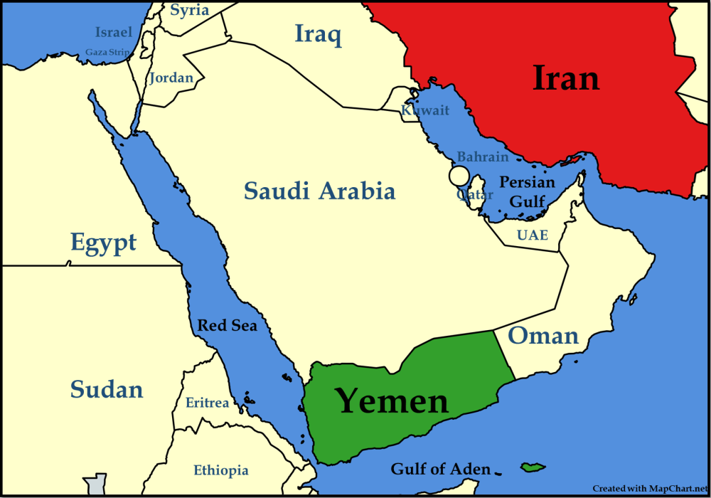 Yemen Iran map