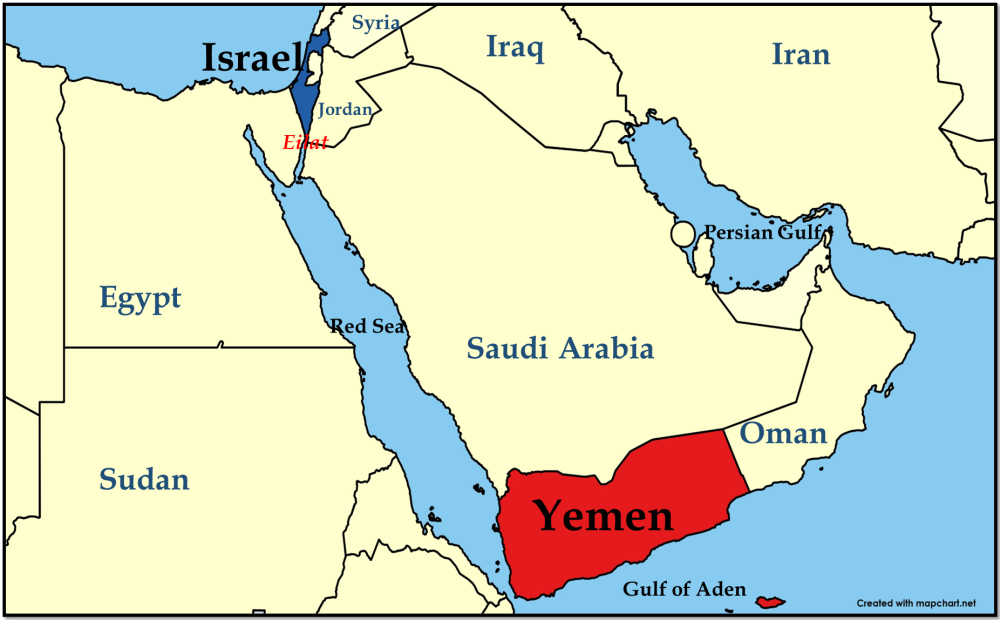 Israel Yemen map