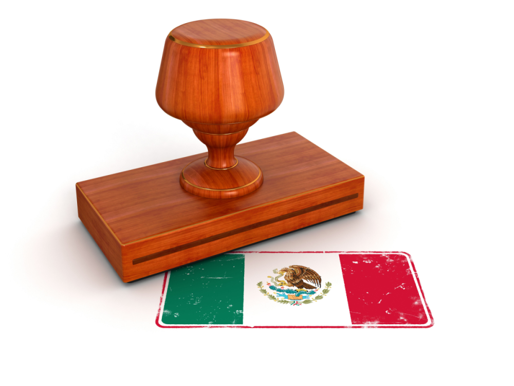 Rubber stamp with the Mexican flag