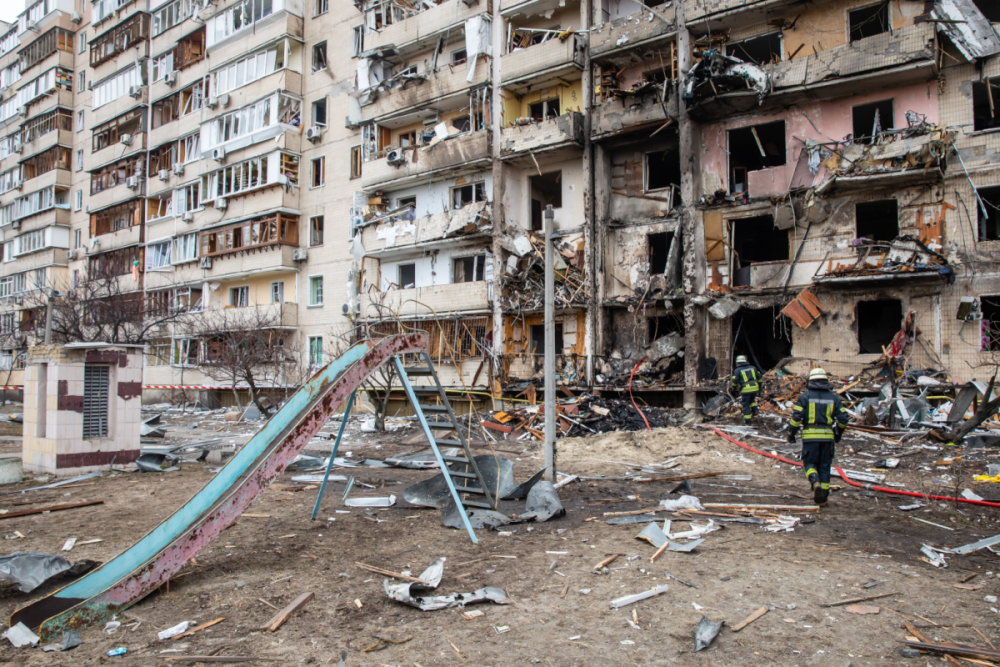 Ukrainian residential building with significant damage