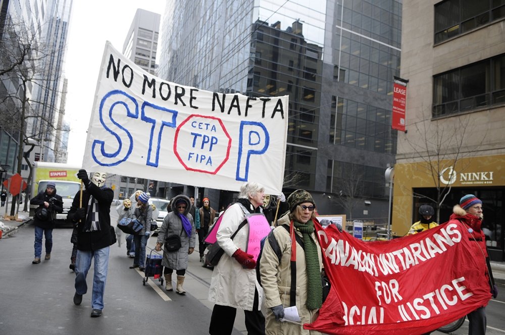 Protestors opposing NAFTA and TPP.