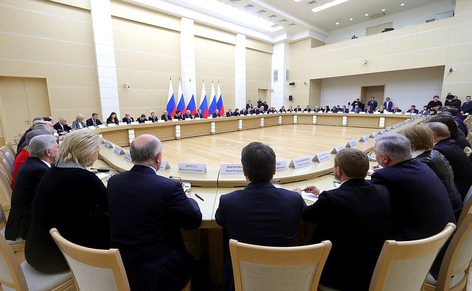 Meeting with members of the working group on drafting proposals for amendments to the Constitution in January 2020. Source: kremlin.ru