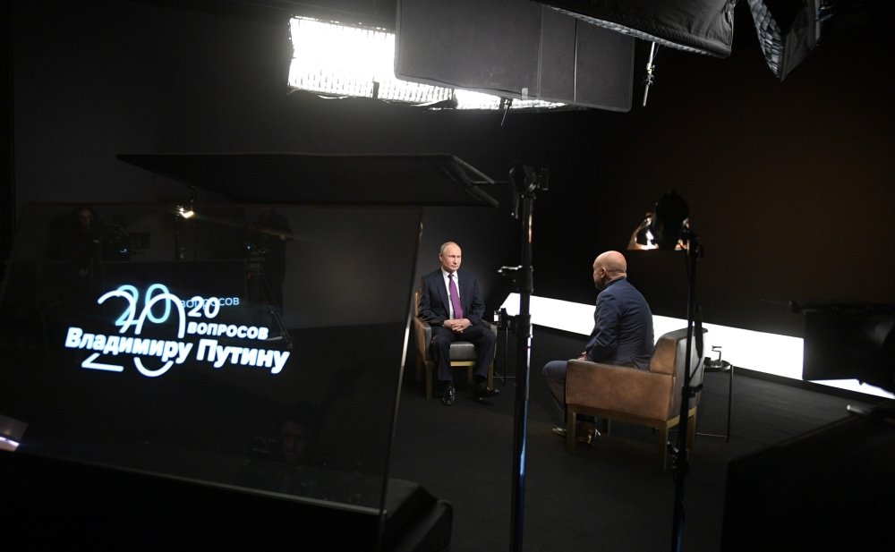 President Vladimir Putin gives an interview to TASS News Agency in March 2020.
