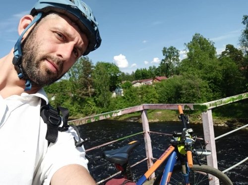 German Moyzhes pictured with a bicycle