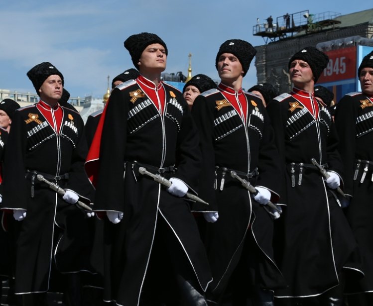 Moscow - 2015: Cossack troops parading in Red Square