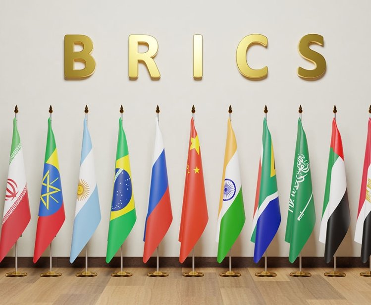 BRICS-member flags sit next to each other