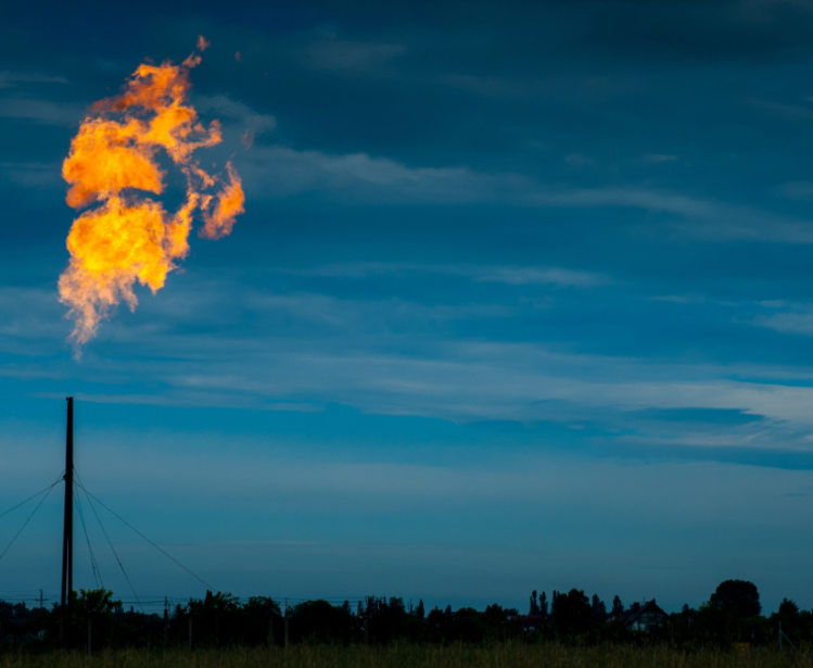 Flames erupt from a gas pipe