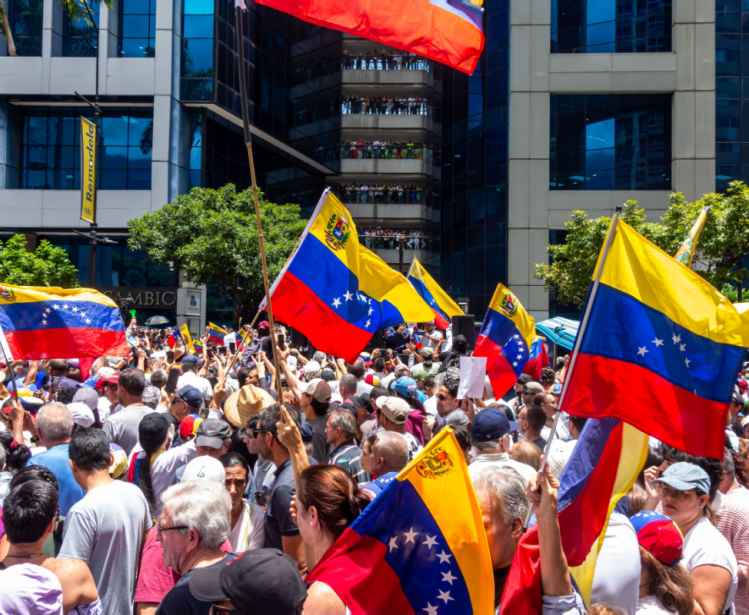 Protesters fill a Venezuelan street post-election