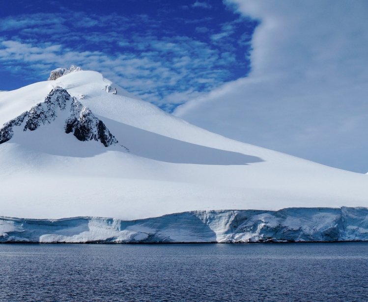 Neumayer channel full of Icebergs in Antarctica