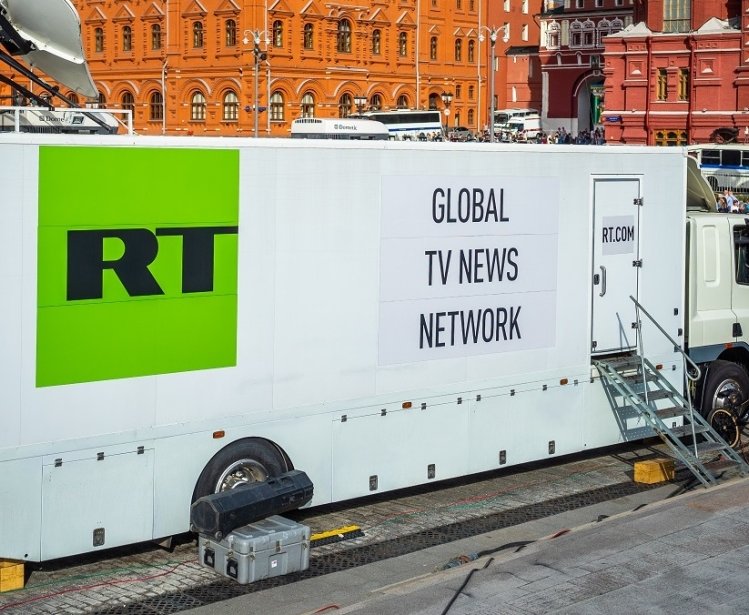 Russia Today news van parked in Moscow