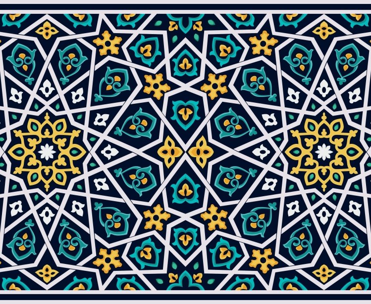 Mosaic design in blue and yellow
