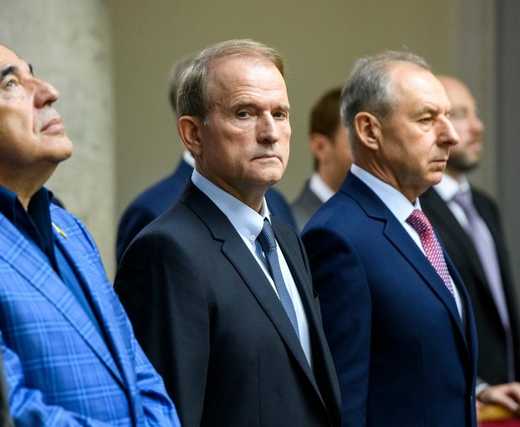 The leader of the Opposition Platform-For Life, Viktor Medvedchuk (C) during a session of the Ukrainian Parliament in Kyiv, Ukraine, 29 August 2019.
