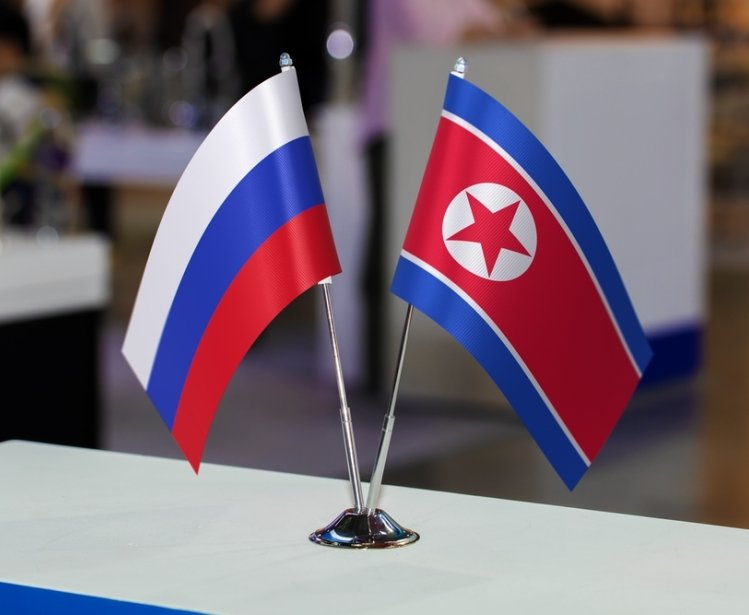 Russian and North Korean Table Flags