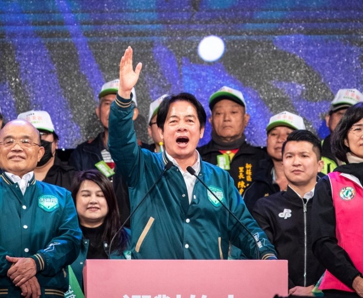 Presidential candidate, Lai Ching-te delivered a speech during the Democratic Progressive Party (DPP) rally in Xinzhuang, New Taipei City on Saturday evening, Jan 6, 2024.