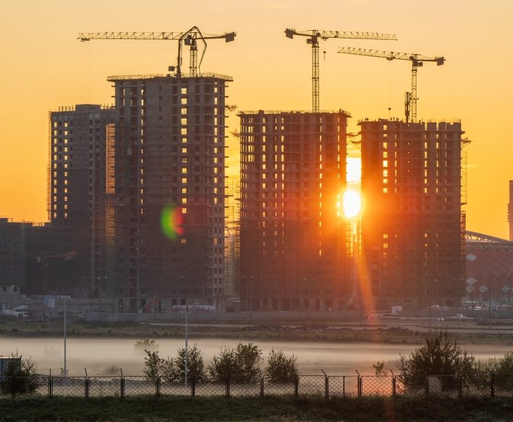 Moscow skyline with cranes