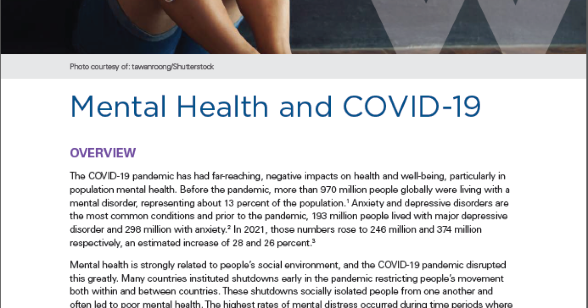 UNSDG  Policy Brief: COVID-19 and the Need for Action on Mental