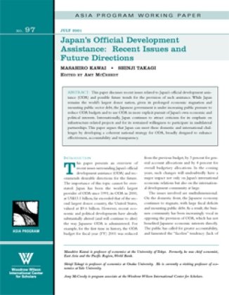 Japan's Official Development Assistance: Recent Issues and Future Directions