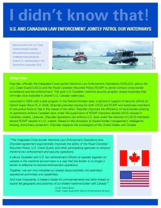 U.S. and Canadian Law Enforcement Jointly Patrol Our Waterways