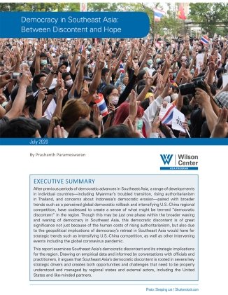 Cover of report with image of protestors in Thailand during a pro-democracy demonstration.