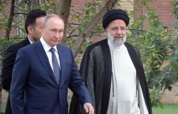 Vladimir Putin and his Iranian counterpart Ebrahim Raisi.