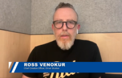 Image of Ross Venokur, with a name tag displayed below him that reads "Ross Venokur: Chief Creative Officer, Driver Studios"