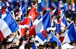 Crowd and Supporters with French Flags