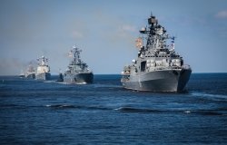 Five Russian nuclear warships in the sea.