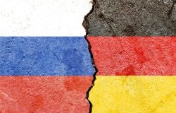 Image of Russian and German flags merged together